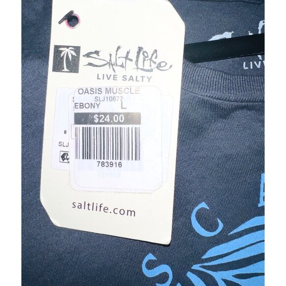 Salt Life Womens Oasis Muscle Tank Navy Cropped Large MSRP $24 - Picture 4 of 4